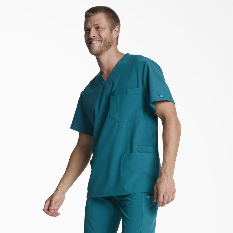 Dickies Men's EDS Essentials V-Neck Scrub Top Caribbean Blue ID-nrPClvIf