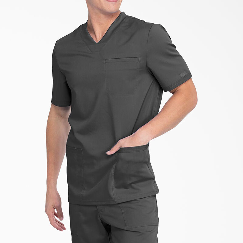 Dickies Men's Balance V-Neck Scrub Top with Patch Pockets Pewter Gray ID-oDvWOa8w