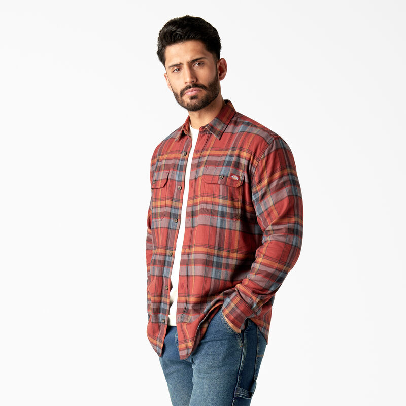 Dickies FLEX Long Sleeve Flannel Shirt Fired Brick/Multi Plaid ID-p2zi1rrH