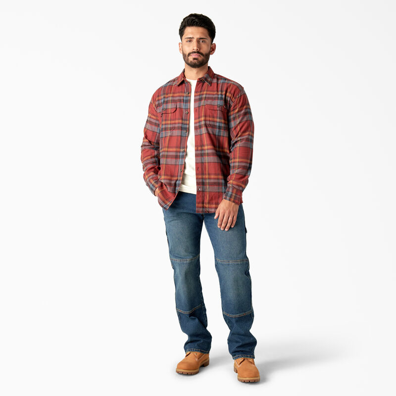 Dickies FLEX Long Sleeve Flannel Shirt Fired Brick/Multi Plaid ID-p2zi1rrH
