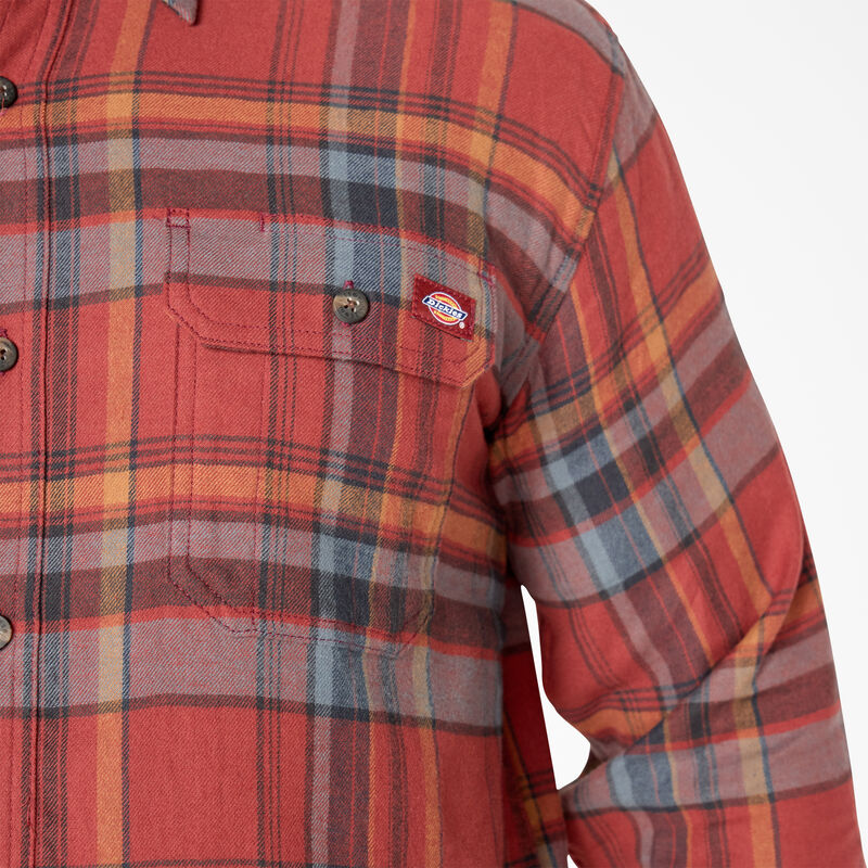 Dickies FLEX Long Sleeve Flannel Shirt Fired Brick/Multi Plaid ID-p2zi1rrH