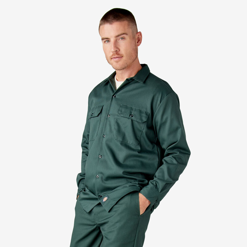 Dickies Long Sleeve Work Shirt Hunter Green ID-pBA031oJ