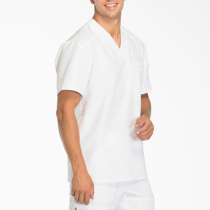 Dickies Men's Dynamix V-Neck Scrub Top with Zip Pocket White ID-pBTb5X8R