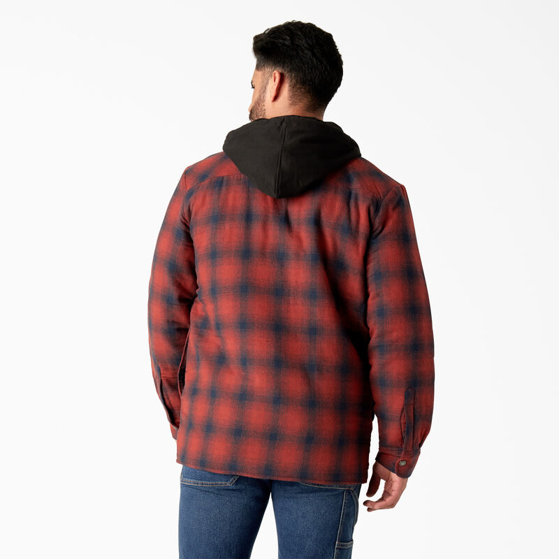 Dickies Flannel Hooded Shirt Jacket Dark Navy/Brick Ombre ID-pREVWj4i