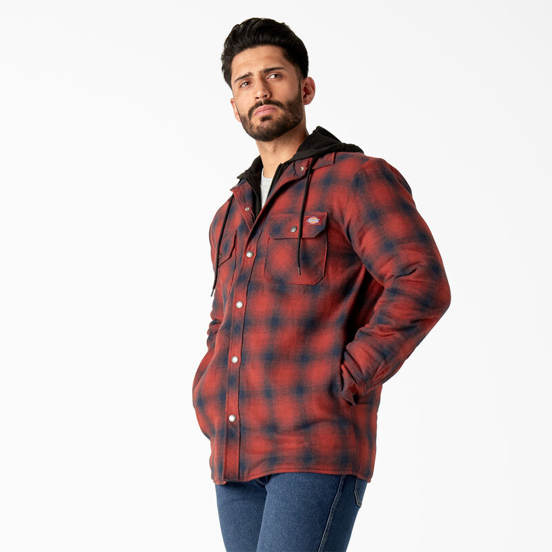 Dickies Flannel Hooded Shirt Jacket Dark Navy/Brick Ombre ID-pREVWj4i