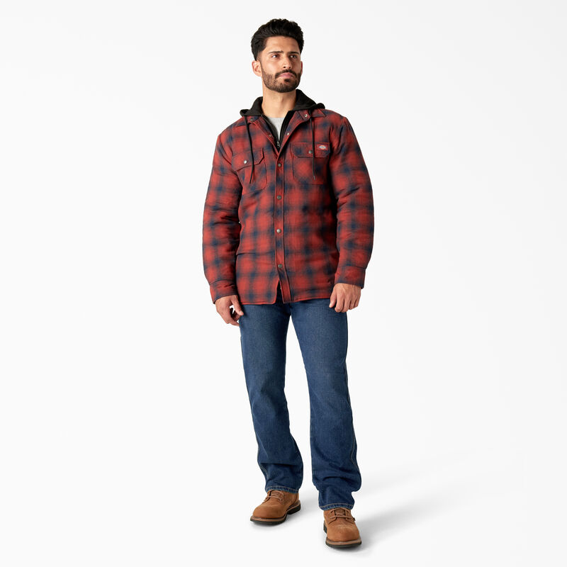 Dickies Flannel Hooded Shirt Jacket Dark Navy/Brick Ombre ID-pREVWj4i