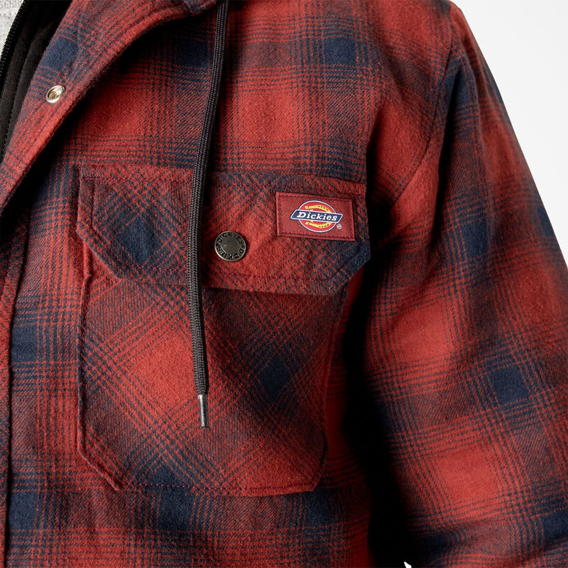 Dickies Flannel Hooded Shirt Jacket Dark Navy/Brick Ombre ID-pREVWj4i