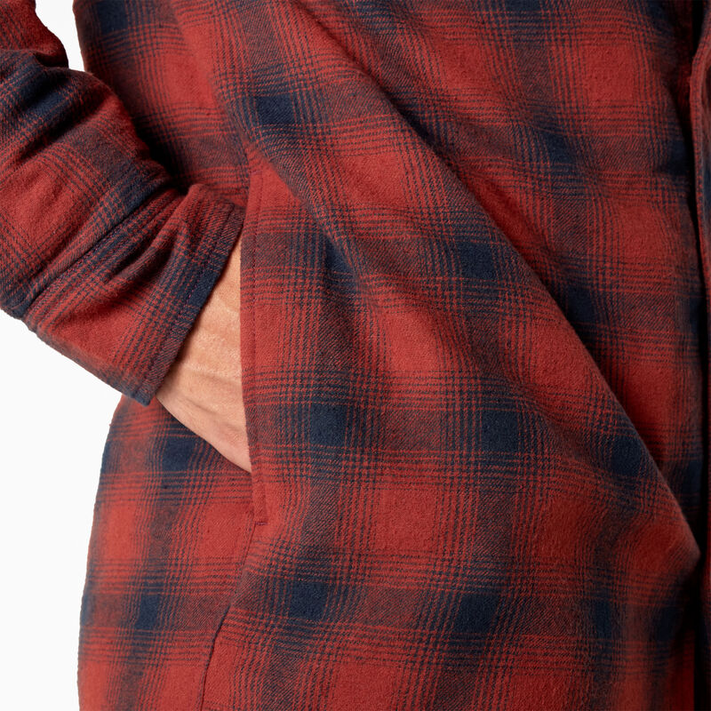 Dickies Flannel Hooded Shirt Jacket Dark Navy/Brick Ombre ID-pREVWj4i