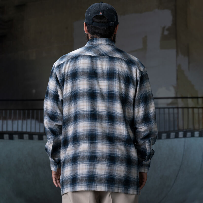 Dickies Ronnie Sandoval Brushed Flannel Shirt Blue Ombre Plaid ID-pgXzGTjr