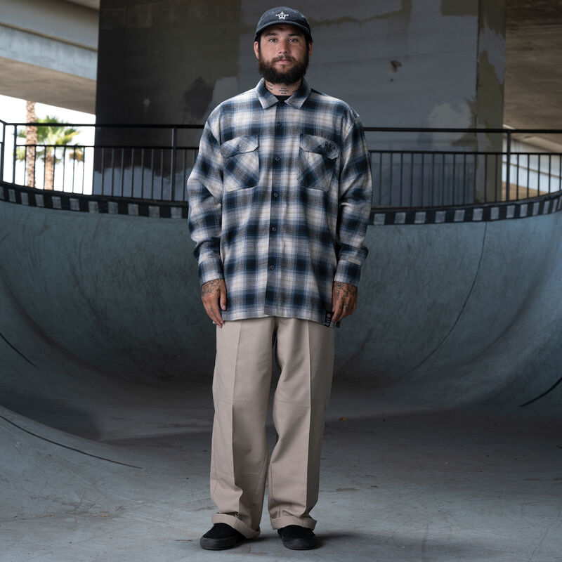 Dickies Ronnie Sandoval Brushed Flannel Shirt Blue Ombre Plaid ID-pgXzGTjr