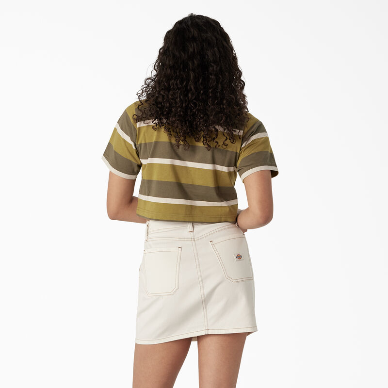 Dickies Striped Cropped Pocket T-Shirt Moss/Military Green Stripe ID-psqHvboB
