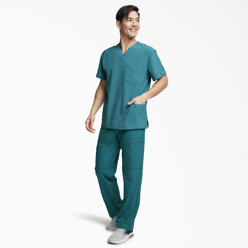 Dickies Men's EDS Essentials V-Neck Scrub Top with Patch Pockets Hunter Green ID-q4pY1kst