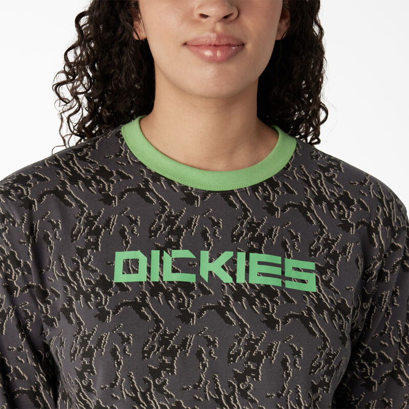 Dickies Camo Long Sleeve Cropped T-Shirt Charcoal Glitch Camo ID-qHvyWZ0X