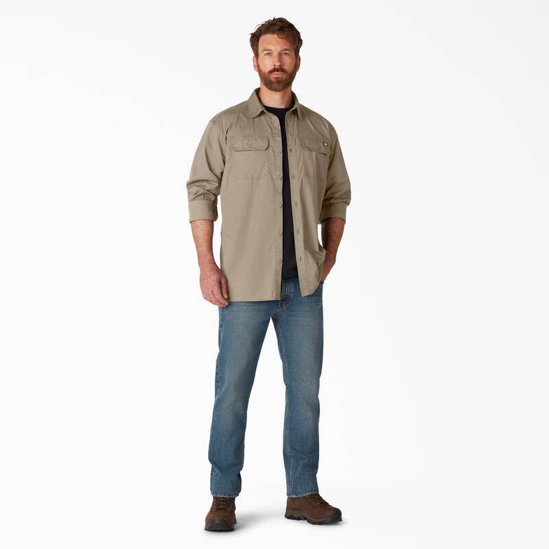 Dickies FLEX Ripstop Long Sleeve Shirt Rinsed Desert Sand ID-qQnKascE