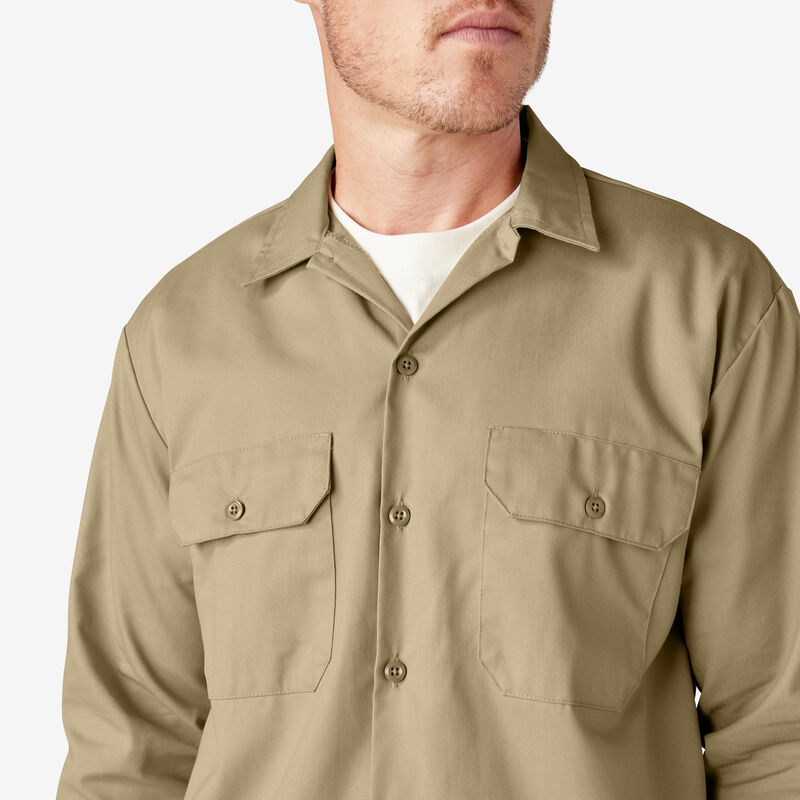 Dickies Long Sleeve Work Shirt Khaki ID-r8j5BdX0