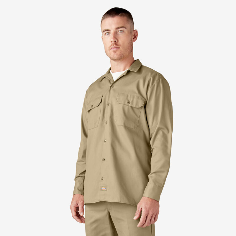 Dickies Long Sleeve Work Shirt Khaki ID-r8j5BdX0