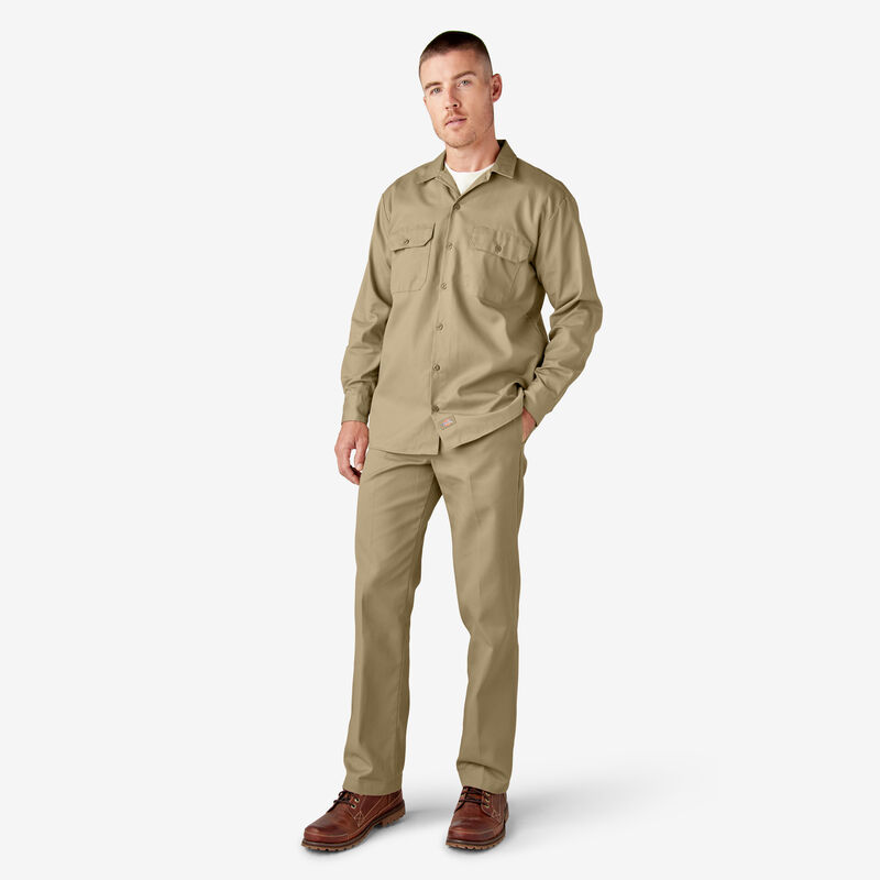 Dickies Long Sleeve Work Shirt Khaki ID-r8j5BdX0