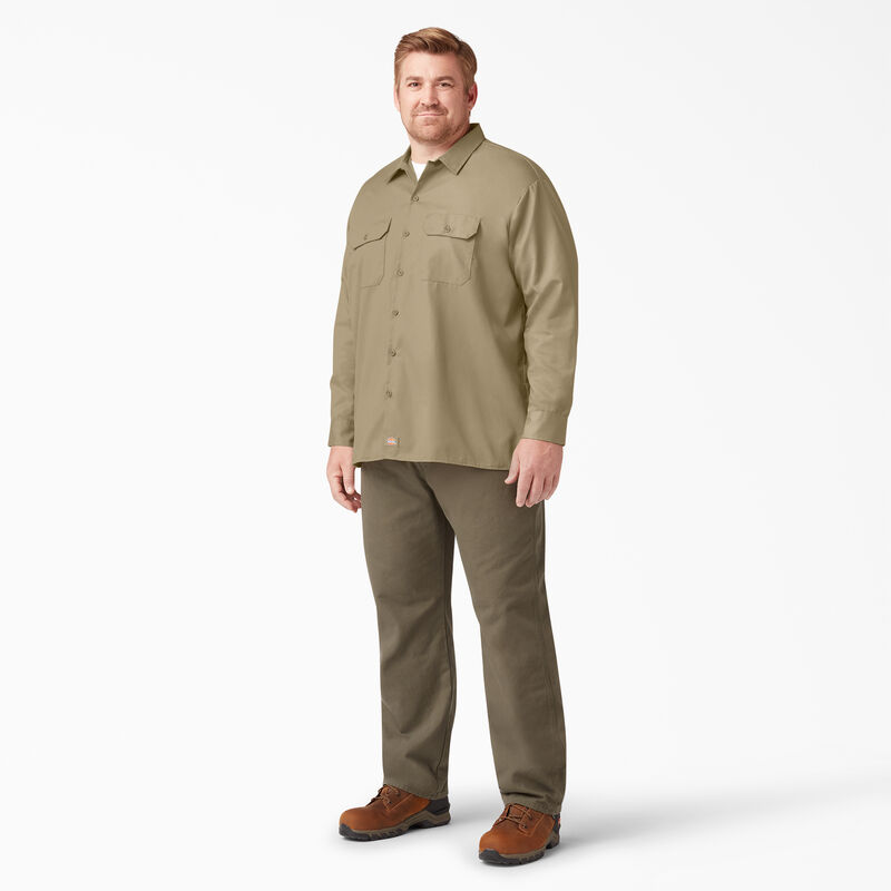 Dickies Long Sleeve Work Shirt Khaki ID-r8j5BdX0