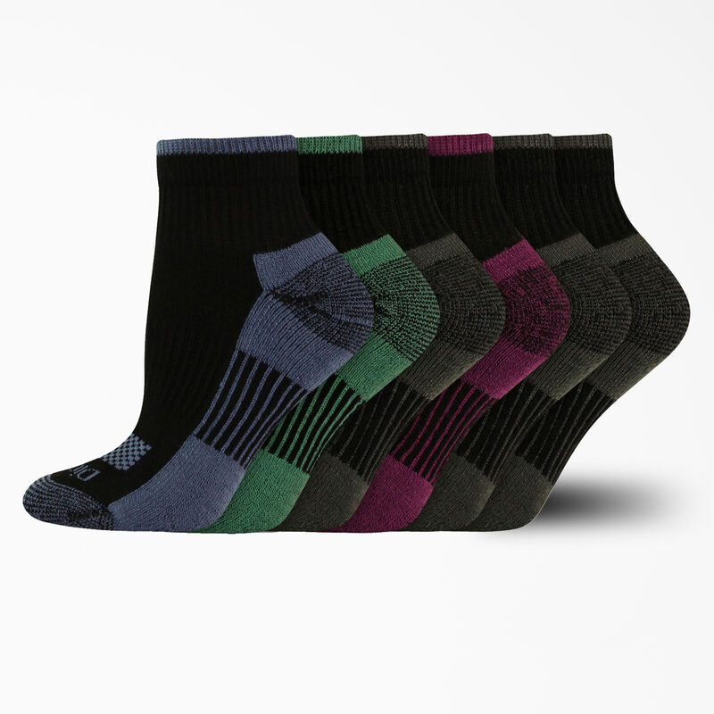 Dickies Moisture Control Quarter Socks, Size 6-9, 6-Pack Black ID-rKvuTjjF