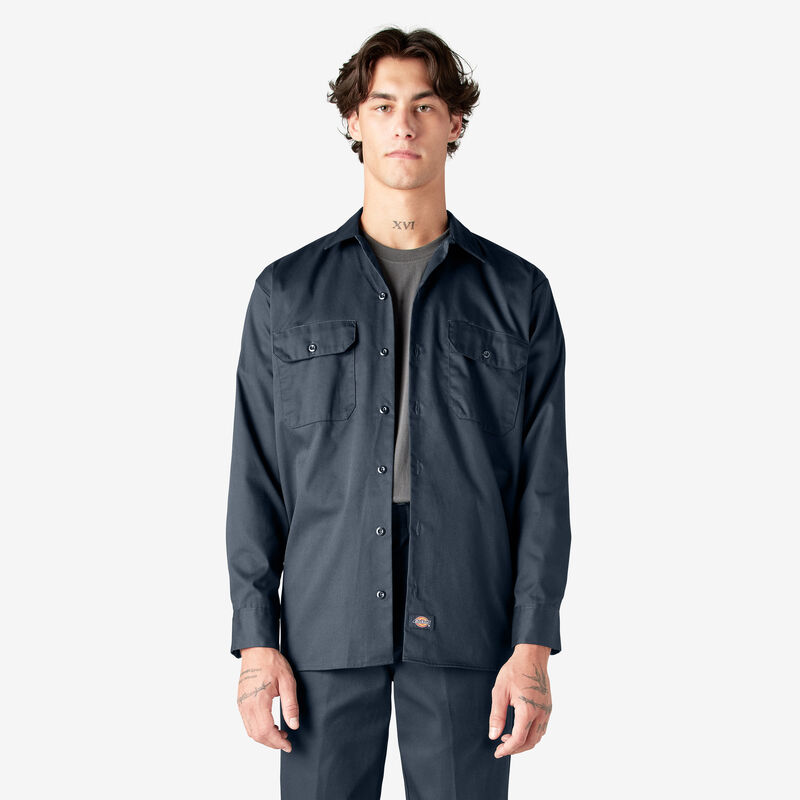 Dickies Long Sleeve Work Shirt Dark Navy ID-sEqSSKaq