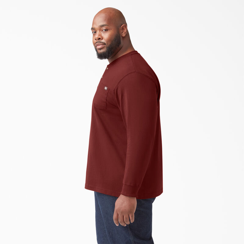 Dickies Heavyweight Long Sleeve Henley T-Shirt Madder Brown ID-sFCBlesU