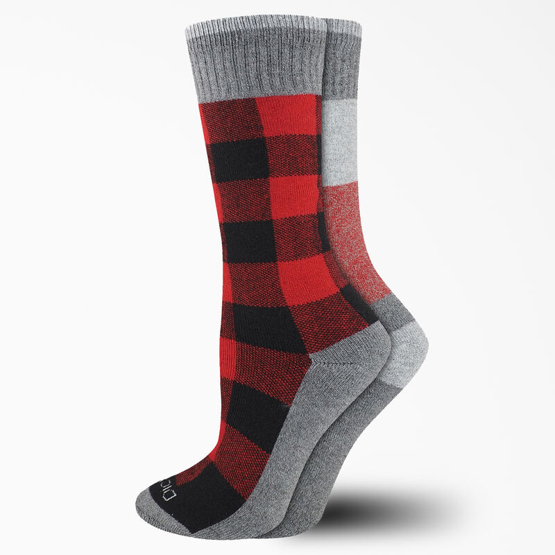 Dickies Thermal Plaid Crew Socks, Size 6-9, 2-Pack Red Plaid ID-sco3ugLY