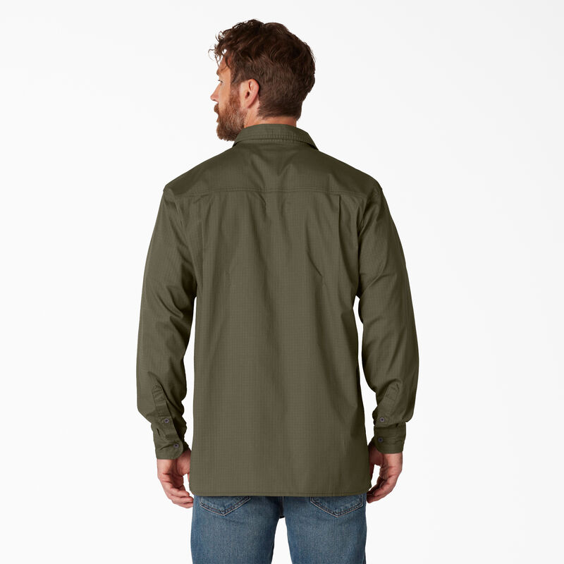 Dickies FLEX Ripstop Long Sleeve Shirt Rinsed Military Green ID-sjBalE2p