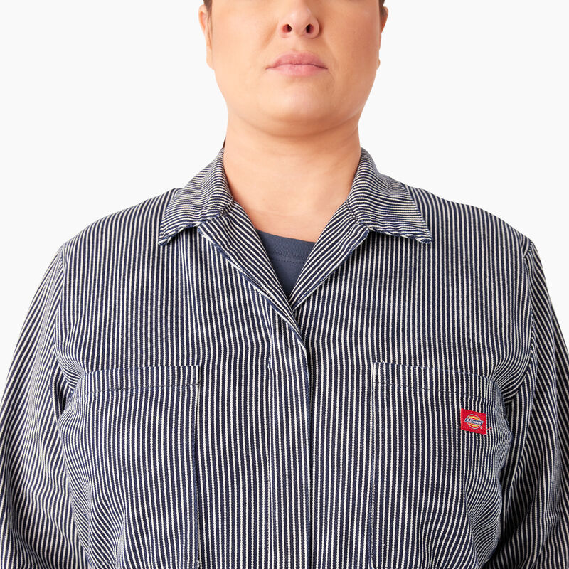 Dickies Plus Relaxed Fit Long Sleeve Hickory Stripe Overalls Regular ID-smvAU26B