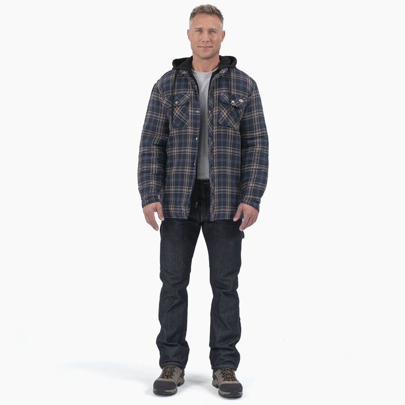 Dickies Flannel Hooded Shirt Jacket Dark Navy/Mushroom Plaid ID-szkdtKfV