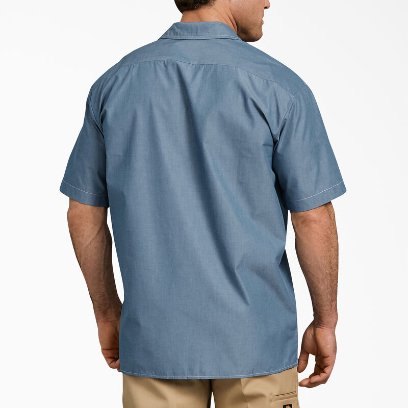Dickies Relaxed Fit Short Sleeve Chambray Shirt Blue Chambray ID-tA70ReMB