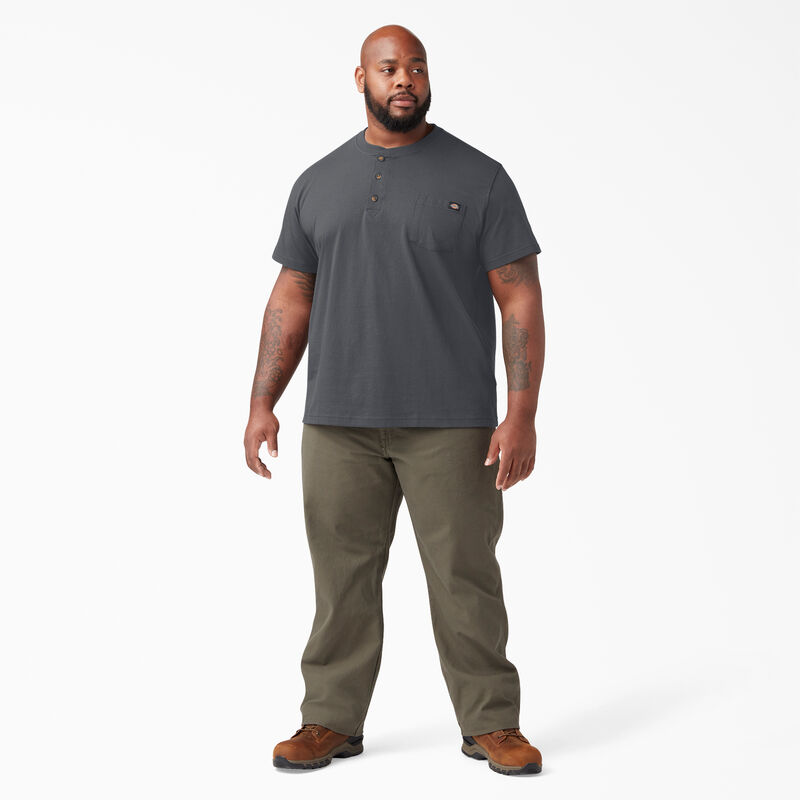 Dickies Heavyweight Short Sleeve Henley T-Shirt Charcoal Gray ID-tPMyI7kf