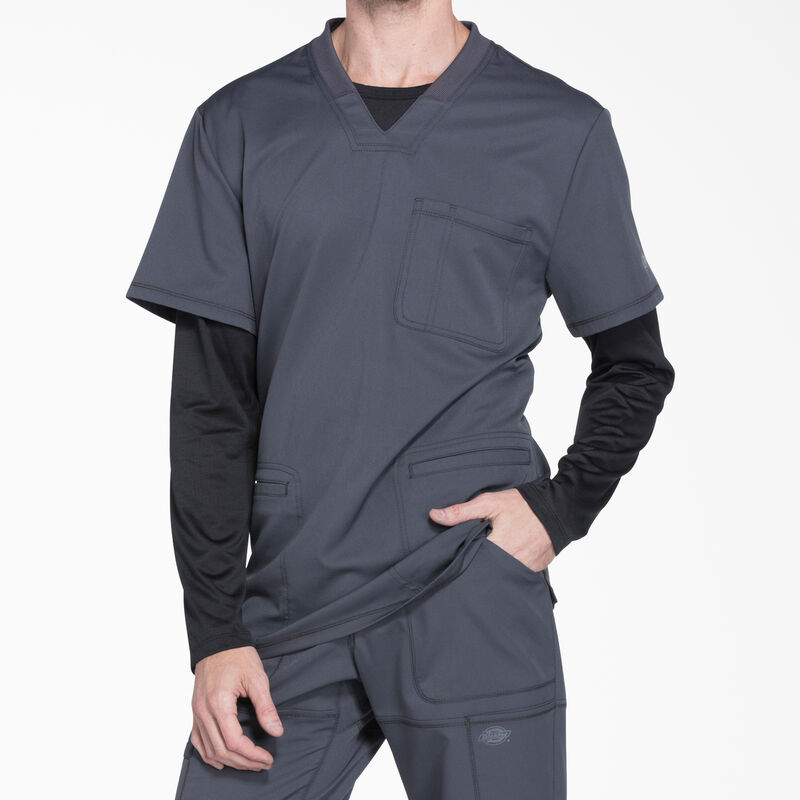 Dickies Men's Dynamix V-Neck Scrub Top Pewter Gray ID-tfPa2crC