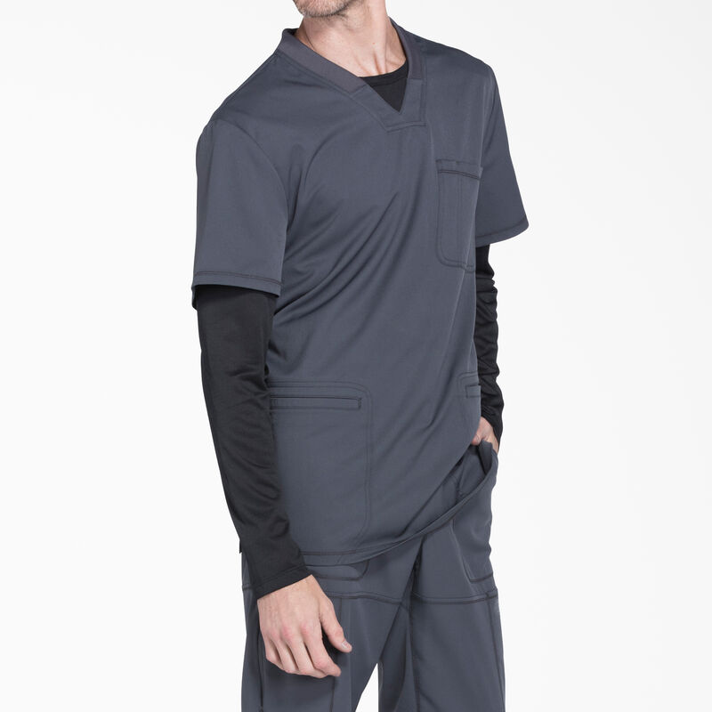 Dickies Men's Dynamix V-Neck Scrub Top Pewter Gray ID-tfPa2crC