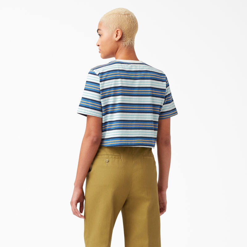 Dickies Striped Cropped Pocket T-Shirt Cobalt Stripe ID-trDK0s3z