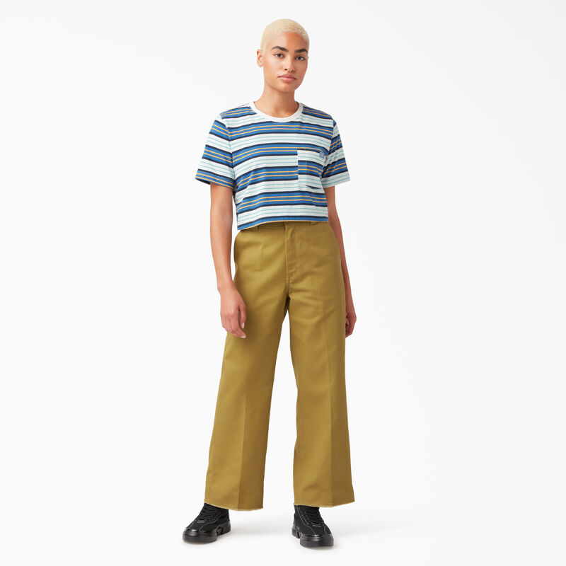 Dickies Striped Cropped Pocket T-Shirt Cobalt Stripe ID-trDK0s3z