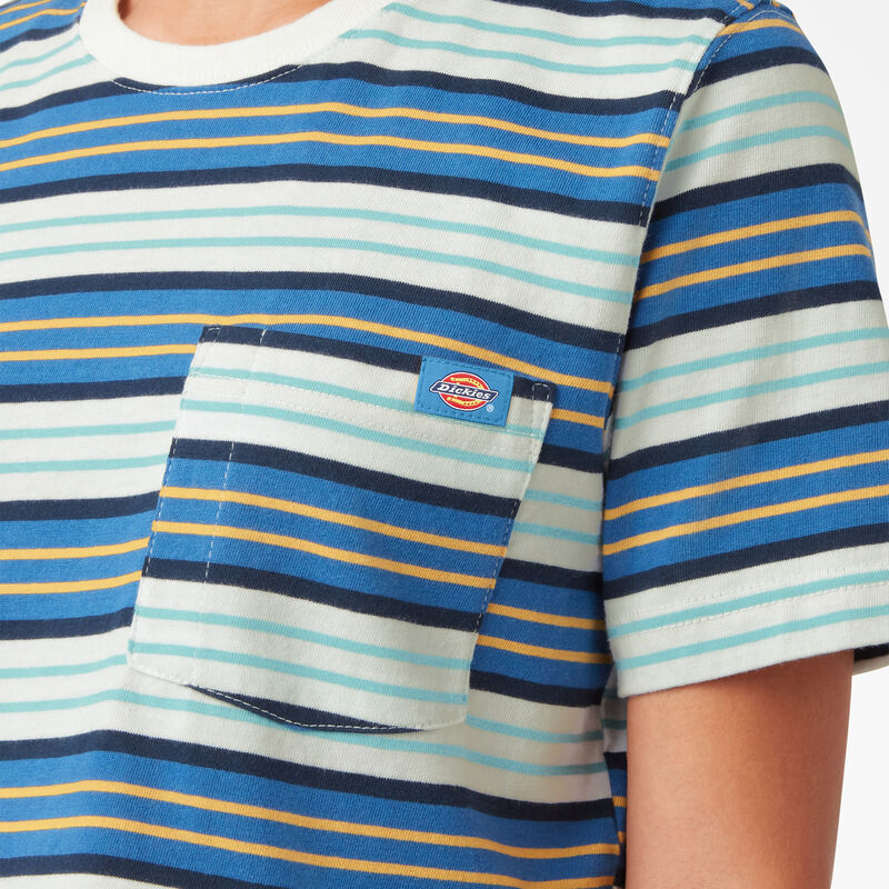 Dickies Striped Cropped Pocket T-Shirt Cobalt Stripe ID-trDK0s3z