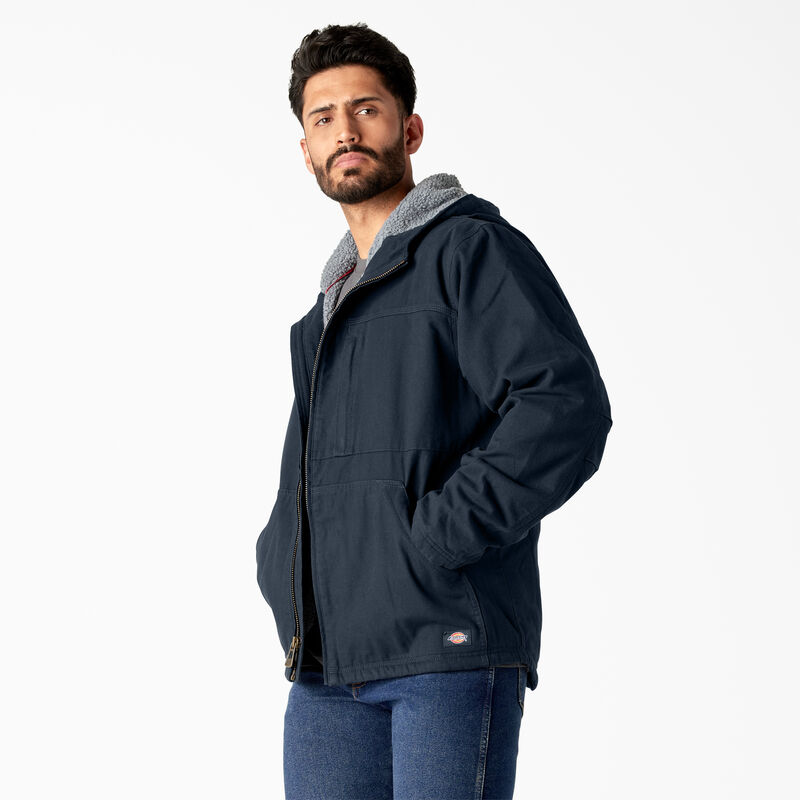 Dickies Duck Canvas High Pile Fleece Lined Jacket Rinsed Dark Navy ID-u3bwDLyP