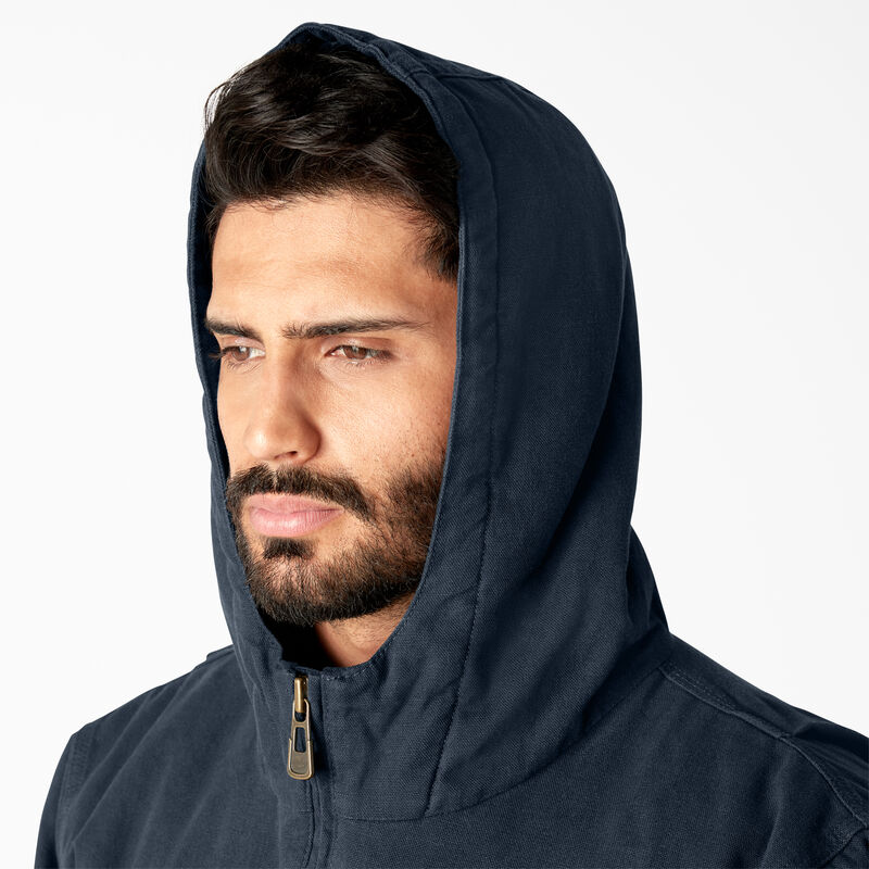 Dickies Duck Canvas High Pile Fleece Lined Jacket Rinsed Dark Navy ID-u3bwDLyP