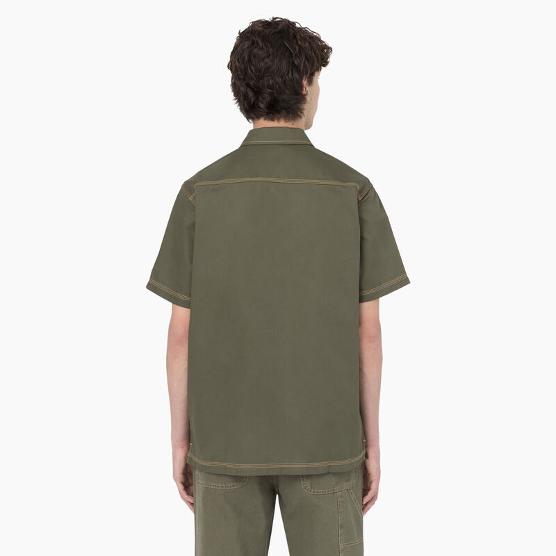 Dickies Madras Short Sleeve Work Shirt Military Green w/Nugget Stitch ID-u7Wca2Ww