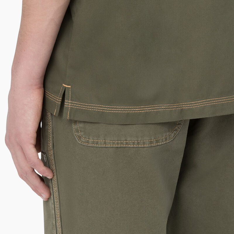 Dickies Madras Short Sleeve Work Shirt Military Green w/Nugget Stitch ID-u7Wca2Ww