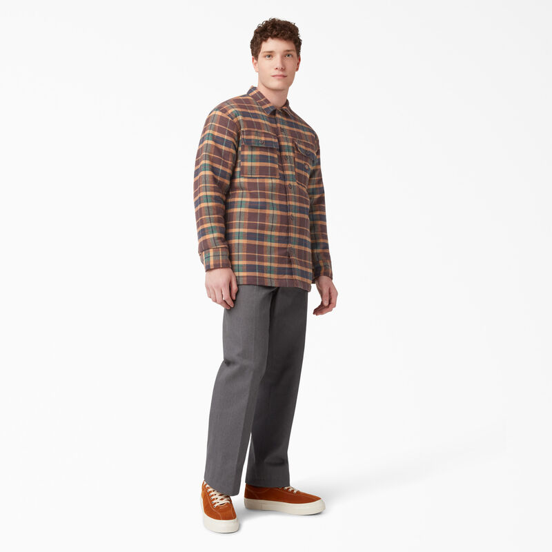 Dickies Flannel Quilted Lined Shirt Jacket Brown Gingerbread Ivy Plaid ID-uUt5TkyE