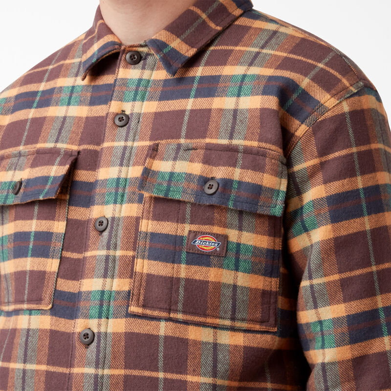 Dickies Flannel Quilted Lined Shirt Jacket Brown Gingerbread Ivy Plaid ID-uUt5TkyE