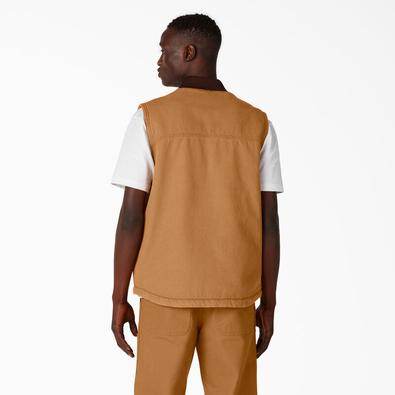 Dickies Stonewashed Duck High Pile Fleece Lined Vest Stonewashed Brown Duck ID-ue7T9VFG