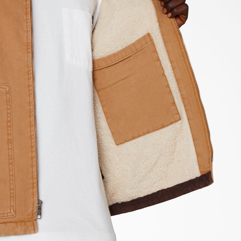 Dickies Stonewashed Duck High Pile Fleece Lined Vest Stonewashed Brown Duck ID-ue7T9VFG