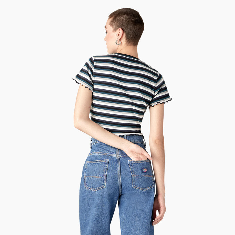 Dickies Striped Cropped Baby T-Shirt Black/Teal Explorer Stripe ID-ulWYJ7jm
