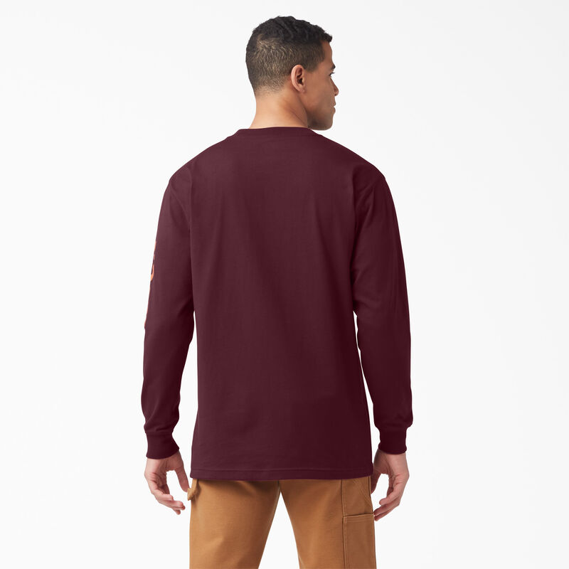 Dickies Logo Graphic Long Sleeve Pocket T-Shirt Burgundy ID-vDjOQ4tY
