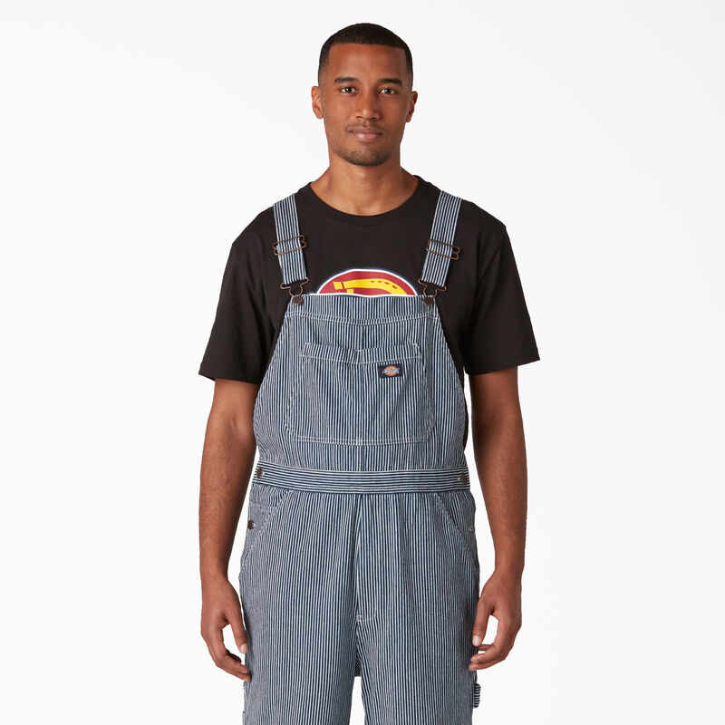 Dickies Rinsed Hickory Stripe Double Knee Bib Overalls Regular ID-vrJxJTbD