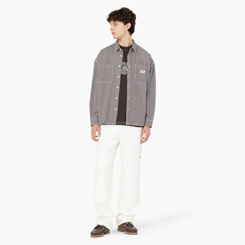 Dickies Hickory Stripe Long Sleeve Work Shirt Ecru/Brown ID-wC6748Ae
