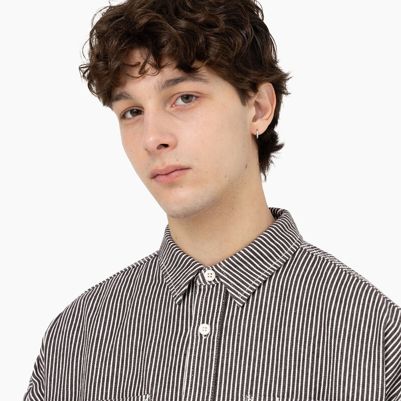 Dickies Hickory Stripe Long Sleeve Work Shirt Ecru/Brown ID-wC6748Ae