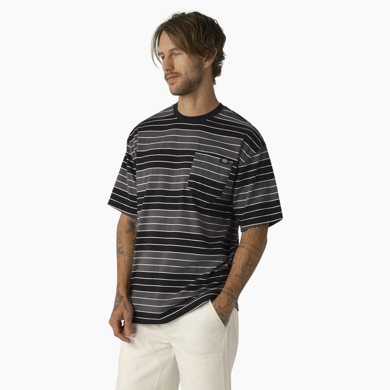 Dickies Relaxed Fit Striped Pocket T-Shirt Tonal Black/White Stripe ID-wQl9Xrso